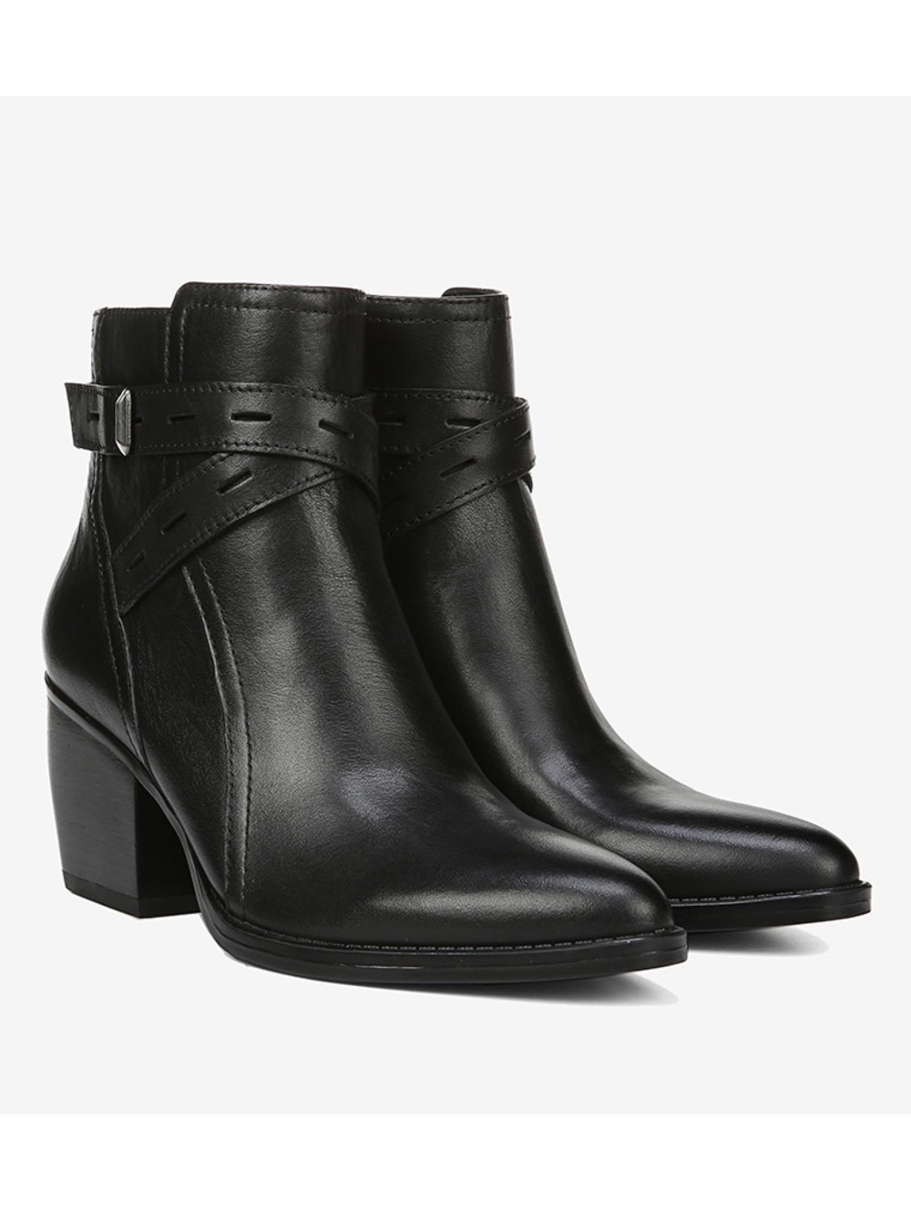 Naturalizer Fenya Black Leather Ankle Boots Block Heel Side Zip Women’s 9.5W